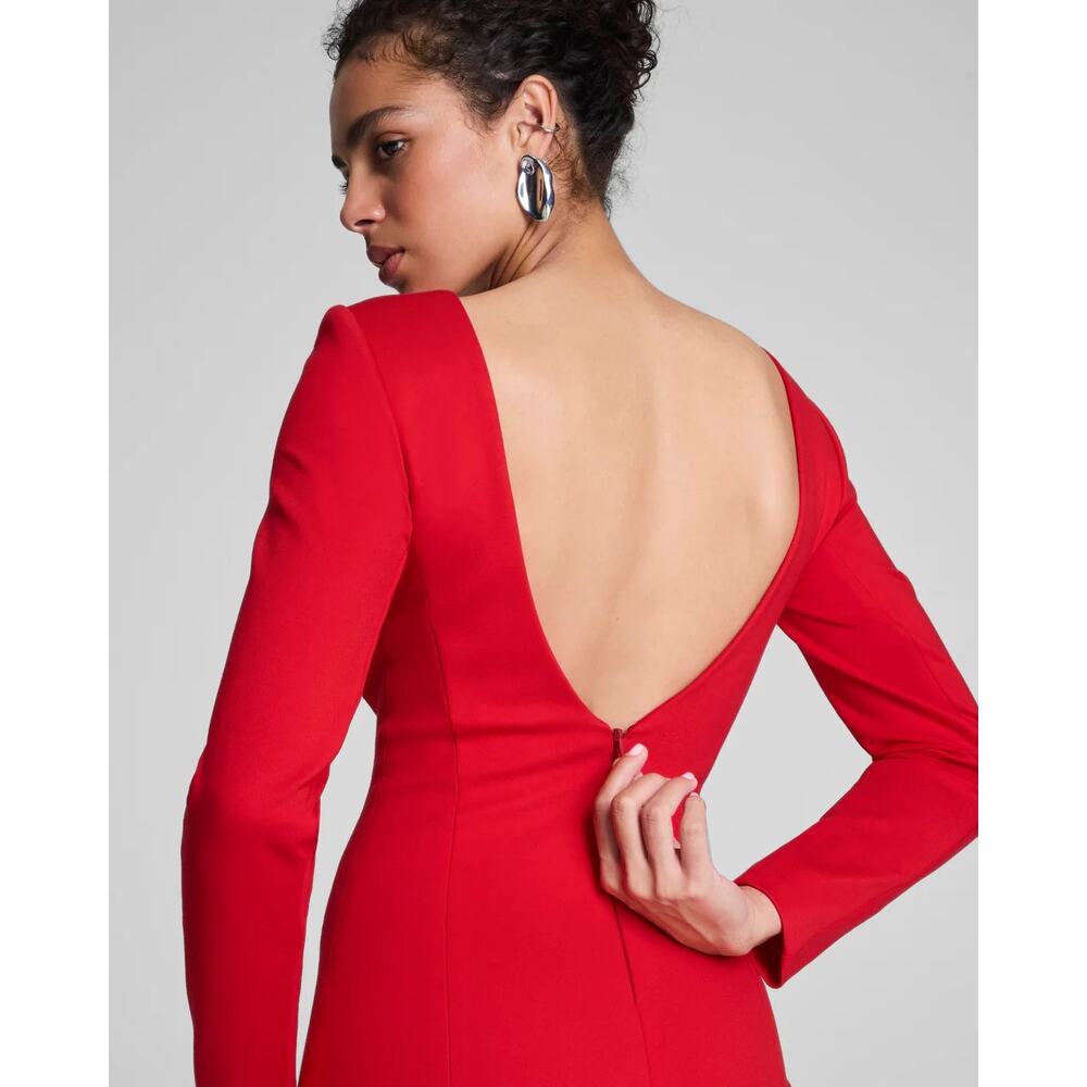 Spanx Ponte Low-Back Long Sleeve Midi Dress Red Small Office Career Professional - Picture 4 of 16